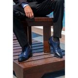 Elevold El Yapımı Lacivert Renk Oxford Model 7 Cm Boy Uzatan Gizli Topuk Ayakkabı Damatlık Kundura (EU Ayakkabı Beden Sistemi, Yetişkin, Sayısal, Orta, 39)