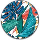 Elf 4'lü Tropik Yaprak Desenli Amerikan Servisi & Supla Seti - 34 x 34 cm - Yeşil - Mavi - Kırmızı