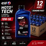 Elf Moto 4 Tech 10W-50 4t Motosiklet Motor Yağı 12 x 1 Litre – Tam Sentetik Teknoloji Üstün Performans Jaso Ma2 12 Adet Avantajlı Paket