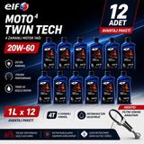 Elf Moto 4 Twin Tech 20W-60 4t Motosiklet Motor Yağı 1 L x 12 Adet Avantajlı Paket