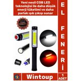 #Elfeneri Güçlü Pratik Taşınabilir Oto Pilli Mıknatıslı Cob Led Çalışma Tamir Kırmızı Işık El Feneri