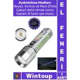 #Elfeneri Mıknatıslı Oto Tg Led Güçlü 8 Modlu Type C 1000 Lümen Polis Çakarlı Şık Şarjlı El Feneri