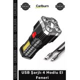 #Elfeneri Ultra Parlak Cob Led Şarj Göstergeli Kamp Piknik Işıldak Multi Usb Şarjlı 4 Modlu El Feneri