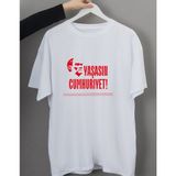 Elfi Yaşasın Cumhuriyet Baskılı Tişört - Atatürk Tasarımlı Polyester Spor T-Shirt - XL - Beyaz