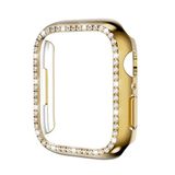 Elfia Apple ile Uyumlu Watch 7 41mm Ekran Koruyucu Darbe Korumalı Taşlı Kasa Koruma Gold