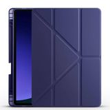 Elfia Apple iPad 10.9 2022 (10.Nesil) ile Uyumlu Kılıf Silikon Yumuşak 4 Farklı Stand Olabilen Kalem Bölmeli Kapaklı Tablet Kılıfı Lacivert