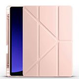 Elfia Apple iPad 10.9 2022 (10.Nesil) ile Uyumlu Kılıf Silikon Yumuşak 4 Farklı Stand Olabilen Kalem Bölmeli Kapaklı Tablet Kılıfı Rose Gold