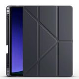 Elfia Apple iPad 10.9 2022 (10.Nesil) ile Uyumlu Kılıf Silikon Yumuşak 4 Farklı Stand Olabilen Kalem Bölmeli Kapaklı Tablet Kılıfı Siyah
