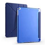 Elfia Apple iPad 9.7 2018 (6.Nesil) ile Uyumlu Kılıf Silikon Yumuşak 4 Farklı Stand Olabilen Kalem Bölmeli Kapaklı Tablet Kılıfı Lacivert