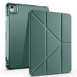 Elfia Apple iPad Air 11 2025 M3 ile Uyumlu Kılıf Silikon Yumuşak 4 Farklı Stand Olabilen Kalem Bölmeli Kapaklı Tablet Kılıfı Koyu Yeşil