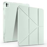 Elfia Apple iPad Air 13 2025 M3 ile Uyumlu Kılıf Silikon Yumuşak 4 Farklı Stand Olabilen Kalem Bölmeli Kapaklı Tablet Kılıfı Açık Yeşil