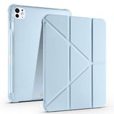 Elfia Apple iPad Pro 11 2025 M5 ile Uyumlu Kılıf Silikon Yumuşak 4 Farklı Stand Olabilen Kalem Bölmeli Kapaklı Tablet Kılıfı Mavi