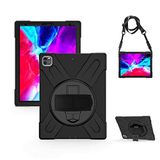 Elfia Apple iPad Pro 12.9 2020 ile Uyumlu Kılıf Silikon Ayarlanabilir Standlı Darbe Korumalı Askılı Tank Tablet Kılıfı