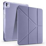 Elfia Apple iPad Pro 13 2024 ile Uyumlu Kılıf Silikon Yumuşak 4 Farklı Stand Olabilen Kalem Bölmeli Kapaklı Tablet Kılıfı Mor