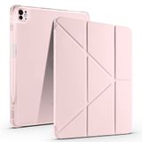 Elfia Apple iPad Pro 13 2024 ile Uyumlu Kılıf Silikon Yumuşak 4 Farklı Stand Olabilen Kalem Bölmeli Kapaklı Tablet Kılıfı Rose Gold