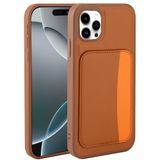 Elfia Apple iPhone 11 ile Uyumlu Kılıfı Kartlık Bölmeli Cüzdan Yumuşak Silikon Deri Görünüm Kamera Lens Korumalı Mat Renkli Kapak XKart Kahverengi