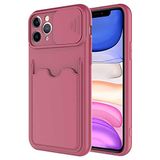 Elfia Apple iPhone 11 Pro Max ile Uyumlu Kılıf Silikon Kartlık Bölmeli Kamera Lens Korumalı İnce Mat Kapak Kartix Koyu Mor