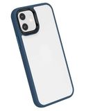 Elfia Apple iPhone 12 ile Uyumlu Silikon Şeffaf Mat Renkli Kamera Lens Korumalı Kılıf, Cann Mavi