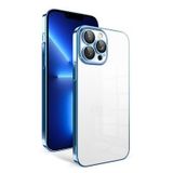 Elfia Apple iPhone 12 Pro ile Uyumlu Şeffaf Mat Pastel Renkli Kamera Lens Korumalı Kılıf, Garaj Mavi Açık