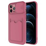 Elfia Apple iPhone 12 Pro Max ile Uyumlu Kılıf Silikon Kartlık Bölmeli Kamera Lens Korumalı İnce Mat Kapak Kartix Koyu Mor