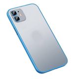 Elfia Apple iPhone 12 Pro Max ile Uyumlu Şeffaf Transparan Kamera Lens Korumalı Mat Renkli İnce Sert Silikon Kılıf, Retro Mavi