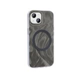 Elfia Apple iPhone 13 ile Uyumlu Boya Desenli Kamera Lens Korumalı M-Safe Şarj Özellikli Kılıf, Gri