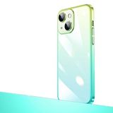 Elfia Apple iPhone 13 ile Uyumlu Silikon Şeffaf Renk Geçişli Kamera Lens Korumalı Kılıf, Senkron Yeşil-Mavi