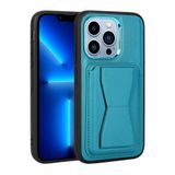 Elfia Apple iPhone 13 Pro ile Uyumlu Kılıf Pu Deri Kart Bölmeli Standlı Kamera Lens Korumalı Mat Parmak İzi Bırakmayan Kapak Memo Mavi