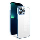 Elfia Apple iPhone 13 Pro Max ile Uyumlu Şeffaf Mat Pastel Renkli Kamera Lens Korumalı Kılıf, Garaj Mavi Açık