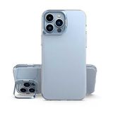 Elfia Apple iPhone 13 Pro Max ile Uyumlu Silikon Şeffaf Darbe ve Kamera Lens Korumalı Standlı Kılıf, Skuba Mavi