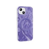 Elfia Apple iPhone 14 ile Uyumlu Boya Desenli Kamera Lens Korumalı M-Safe Şarj Özellikli Kılıf, Mor
