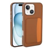 Elfia Apple iPhone 14 ile Uyumlu Kılıfı Kartlık Bölmeli Cüzdan Yumuşak Silikon Deri Görünüm Kamera Lens Korumalı Mat Renkli Kapak XKart Kahverengi