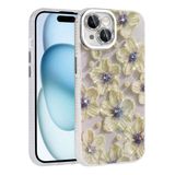 Elfia Apple iPhone 14 ile Uyumlu Taşlı Çiçek Desenli Kamera Lens Korumalı Kılıf, Garden Mavi
