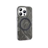 Elfia Apple iPhone 14 Pro Max ile Uyumlu Boya Desenli Kamera Lens Korumalı M-Safe Şarj Özellikli Kılıf, Gri