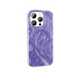 Elfia Apple iPhone 14 Pro Max ile Uyumlu Boya Desenli Kamera Lens Korumalı M-Safe Şarj Özellikli Kılıf, Mor