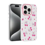 Elfia Apple iPhone 14 Pro Max ile Uyumlu Kılıfı Desenli Şeffaf Sert Silikon Kamera Lens Korumalı İnce Kapak Klip Kalpli Kiraz