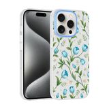 Elfia Apple iPhone 14 Pro Max ile Uyumlu Kılıfı Desenli Şeffaf Sert Silikon Kamera Lens Korumalı İnce Kapak Klip Mavi Lale