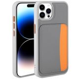 Elfia Apple iPhone 14 Pro Max ile Uyumlu Kılıfı Kartlık Bölmeli Cüzdan Yumuşak Silikon Deri Görünüm Kamera Lens Korumalı Mat Renkli Kapak XKart Koyu Gri