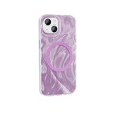 Elfia Apple iPhone 15 ile Uyumlu Boya Desenli Kamera Lens Korumalı M-Safe Şarj Özellikli Kılıf, Pembe