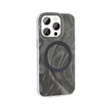 Elfia Apple iPhone 15 Pro ile Uyumlu Boya Desenli Kamera Lens Korumalı M-Safe Şarj Özellikli Kılıf, Gri