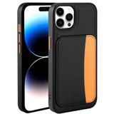 Elfia Apple iPhone 15 Pro Max ile Uyumlu Kılıfı Kartlık Bölmeli Cüzdan Yumuşak Silikon Deri Görünüm Kamera Lens Korumalı Mat Renkli Kapak XKart Siyah