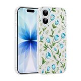 Elfia Apple iPhone 16 ile Uyumlu Kılıfı Desenli Şeffaf Sert Silikon Kamera Lens Korumalı İnce Kapak Klip Mavi Lale