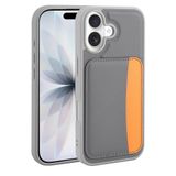 Elfia Apple iPhone 16 ile Uyumlu Kılıfı Kartlık Bölmeli Cüzdan Yumuşak Silikon Deri Görünüm Kamera Lens Korumalı Mat Renkli Kapak XKart Koyu Gri