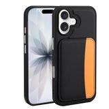 Elfia Apple iPhone 16 ile Uyumlu Kılıfı Kartlık Bölmeli Cüzdan Yumuşak Silikon Deri Görünüm Kamera Lens Korumalı Mat Renkli Kapak XKart Siyah