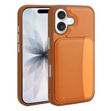 Elfia Apple iPhone 16 ile Uyumlu Kılıfı Kartlık Bölmeli Cüzdan Yumuşak Silikon Deri Görünüm Kamera Lens Korumalı Mat Renkli Kapak XKart Turuncu