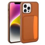 Elfia Apple iPhone 16 Pro ile Uyumlu Kılıfı Kartlık Bölmeli Cüzdan Yumuşak Silikon Deri Görünüm Kamera Lens Korumalı Mat Renkli Kapak XKart Kahverengi