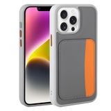 Elfia Apple iPhone 16 Pro ile Uyumlu Kılıfı Kartlık Bölmeli Cüzdan Yumuşak Silikon Deri Görünüm Kamera Lens Korumalı Mat Renkli Kapak XKart Koyu Gri