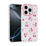 Elfia Apple iPhone 16 Pro Max ile Uyumlu Kılıfı Desenli Şeffaf Sert Silikon Kamera Lens Korumalı İnce Kapak Klip Kalpli Kiraz
