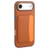 Elfia Apple iPhone 17 Air ile Uyumlu Kılıfı Kartlık Bölmeli Cüzdan Yumuşak Silikon Deri Görünüm Kamera Lens Korumalı Mat Renkli Kapak XKart Kahverengi