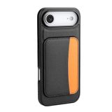 Elfia Apple iPhone 17 Air ile Uyumlu Kılıfı Kartlık Bölmeli Cüzdan Yumuşak Silikon Deri Görünüm Kamera Lens Korumalı Mat Renkli Kapak XKart Siyah